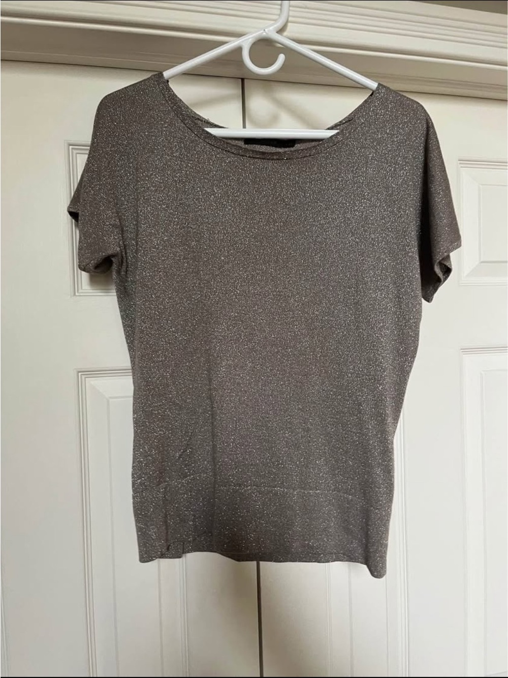 Limited: Sparkle Short-Sleeve Top - silver Metallic